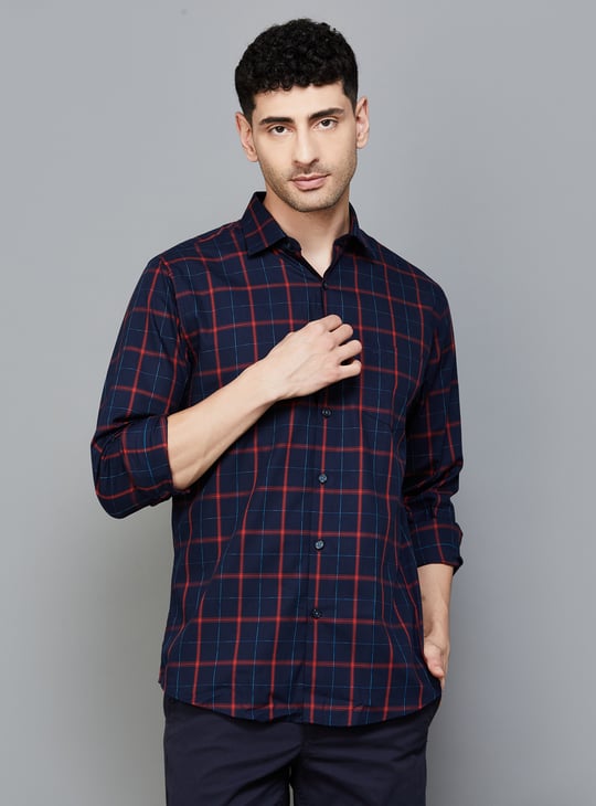 check shirts ALLEN SOLLY Men Checked Regular Fit Casual Shirt